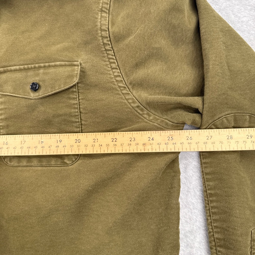 J. Peterman Shirt Mens XXL Green Flannel Button Down Heavy Cotton Portugal Made - Picture 5 of 8